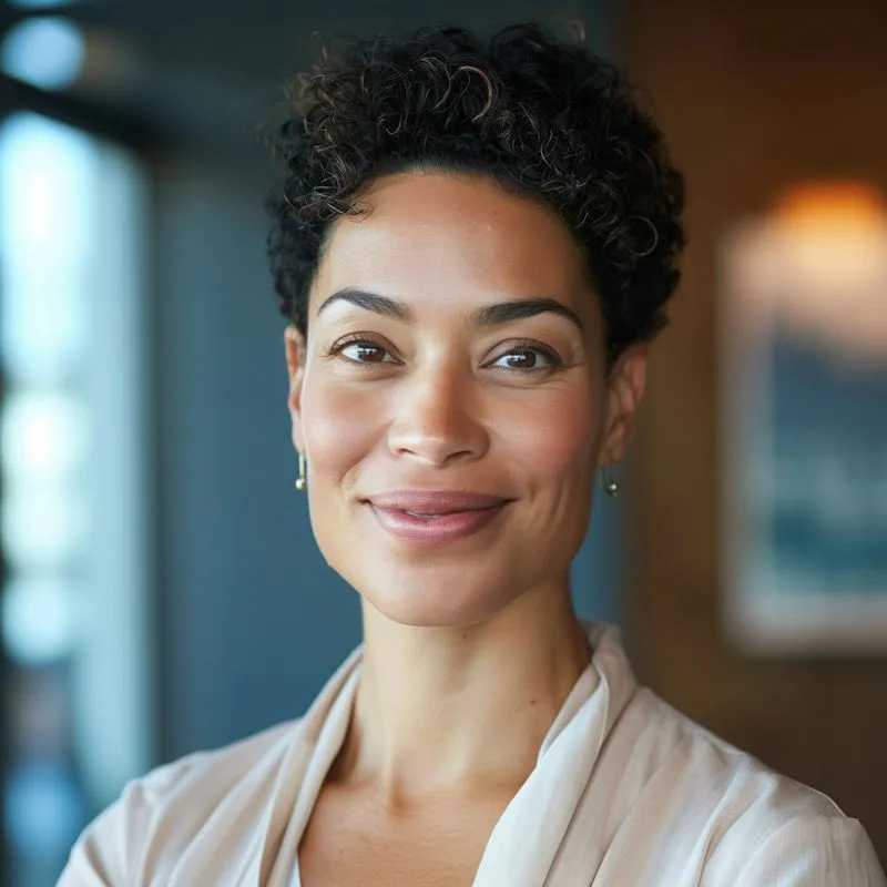 business woman smiling to the camera